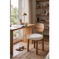 IH Design Yealmpton Solid Wood Dining Chair Set of 2 with Boucle Seat in Tan