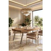 IH Design Auckley Reclaimed Wood & Metal Large Dining Table in Brown