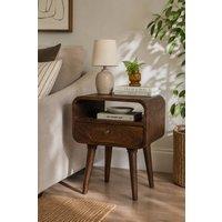 IH Design Rowledge Solid Mango Wood Bedside Table with Drawer in Brown