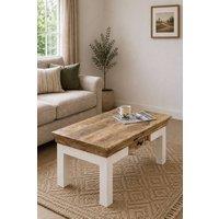 IH Design Washington White Mango Wood Coffee Table with Drawer