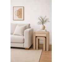 IH Design Baffins Mango Wooden Nest of 2 Tables with Drawer in Light Brown