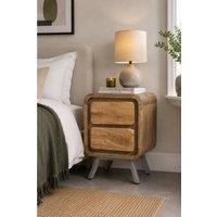 IH Design Auckley Metal & Wood 2 Drawer Lamp Side Table in Brown