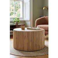 IH Design Baffins Carved Mango Wood Round Coffee Table 80cm in Brown