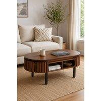 IH Design Tackley Mango Wood Rectangular Coffee Table Metal Legs in Brown
