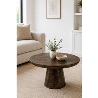 IH Design Bathwick Dark Mango Wood Round Coffee Table 80cm in Brown