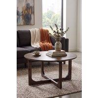 IH Design Bathwick Dark Mango Wood Lacquered Round Coffee Table 80cm in Brown