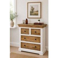 IH Design Washington Solid Mango Wooden White Chest of 4 Drawers