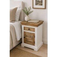 IH Design Washington White Mango Wood Bedside Cabinet with Drawer & Door