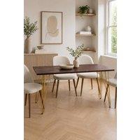 IH Design Silchester Dark Mango Rectangular 6 Seater Dining Table Gold Detail in Brown