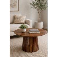 IH Design Tackley Mango Wood Round Dining Table with Flared Base in Brown