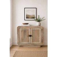IH Design Baffins Carved Mango Wood Mini Sideboard with Storage Doors in Brown