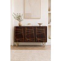 IH Design Silchester Dark Mango Large 3 Door Sideboard with Gold Detail in Brown