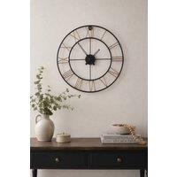 IH Design Lincoln Metal Large Industrial Roman Numeral Wall Clock in Metallics