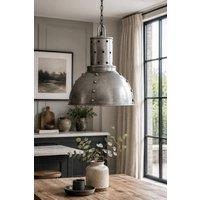 IH Design Round Tagari Lamp Galvanised Pendant Silver E27 in Metallic Silver
