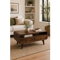 IH Design Rowledge Dark Mango Wood TV Stand 2 Drawers in Dark Brown