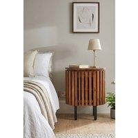 IH Design Tackley Mango Wood 2 Tier Bedside Table with Door in Brown