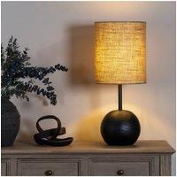 KDMD Black Cannon Table Lamp with Hessian Shade