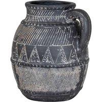KDMD Etched Collection Tall Jug with Sculpted Spout & Etched Surface in Black