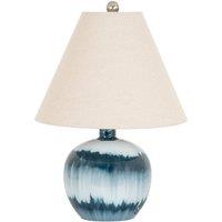 KDMD Ocean Shadows Squat Table Lamp with Linen Shade in Blue