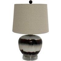 KDMD Sepia Shadows Squat Table Lamp with Linen Shade Warm in Brown