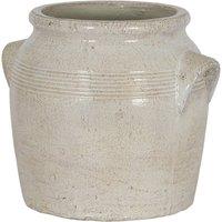 KDMD Tarn Collection Medium Pot with Handles in Earth Textured Finish in White
