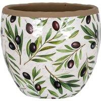 KDMD Verdal Olive Large Ceramic Planter with Drainage in White