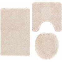 Berkfield Home 3 Piece Bath Mat Set Cream Polypropylen Non-Slip | Size: Medium