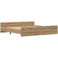 Berkfield Home Bed Frame Artisan Oak 200x200 cm Engineered Wood in Brown