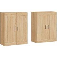 Berkfield Home Wall Mounted Cabinets 2 pcs Sonoma Oak Engineered Wood in Light Tan