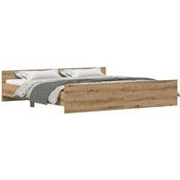 Berkfield Home Traditional Bed Frame Artisan Oak 200x200 cm Engineered Wood in Brown