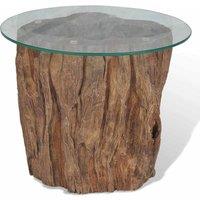 Berkfield Home Durable Coffee Table Teak Glass 50x40 cm in Brown