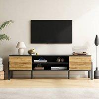 Merax 175cm Low TV Stand with Soft-Close Cabinets for TVs up to 70 Inch in Black