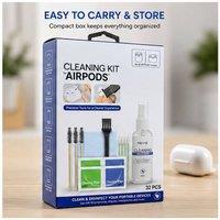 BluCore 32-Piece Earbud & Electronics Cleaning Kit with 50ml Cleaning Solution in Clear