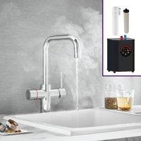 Nes Home 3 in 1 Single Lever Boiler Kitchen Mixer Chrome Tap Set in Silver | Size: 440mm x 610mm