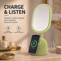BluCore Smart Makeup Mirror 360 rotating 3-in-1 LED with Bluetooth Speaker in Green