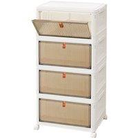 EONLION 4 Tier Plastic Storage Drawers Box in White | Size: 500mm