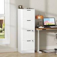 EONLION 4 Drawer File Cabinet with Lock in White | Size: 100 cm