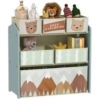 EONLION Storage Unit with 6 Boxes in Green | Size: 500mm