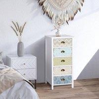 EONLION Storage Chest Unit Dresser 5 Drawer in White | Size: 100 cm