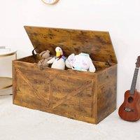 Kelvenix Wooden Toy Chest Box Large Storage in Brown