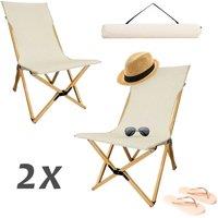 Kelvenix 2X Folding Camping Chair, Portable Butterfly Canvas Metal Chair in Beige