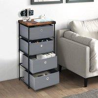 EONLION 4 Drawer Fabric Storage Tower Organizer with Drawers in Grey | Size: 500mm