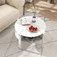 EONLION 2-Tier Round Coffee Table in White | Size: 100 cm