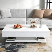 EONLION 100CM Coffee Table With Drawer in White | Size: 100 cm