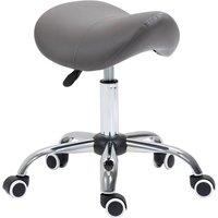 Kelvenix PU Leather Saddle Stool w/ Moulded Padded Seat Adjustable Height Grey | Size: 600mm