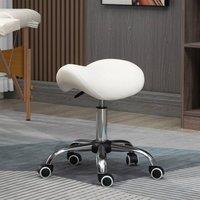 Kelvenix PU Leather Saddle Stool w/ Moulded Padded Seat Cream White | Size: 600mm