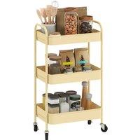 Kelvenix 3 Tier Storage Trolley on Wheels Rolling Utility Cart Yellow | Size: 100 cm