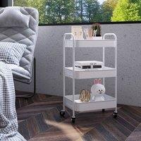 Kelvenix 3 Tier Storage Trolley on Wheels Rolling Utility Cart White | Size: 100 cm