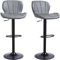 FORGEVIO Set of 2 Grey Swivel Gas Lift Bar Stools Kitchen Counter Cafe Chairs
