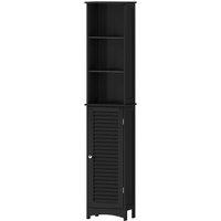 FORGEVIO Black Tall Freestanding Bathroom Cabinet Adjustable Shelves